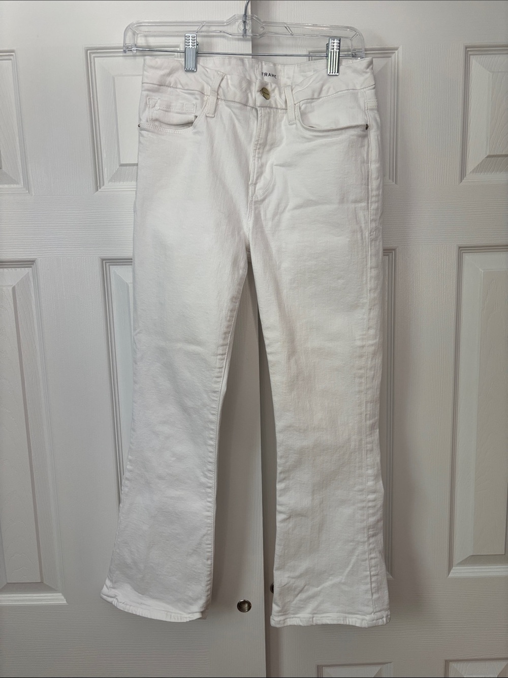 Frame Le Crop Mini Boot White Jeans Size 28